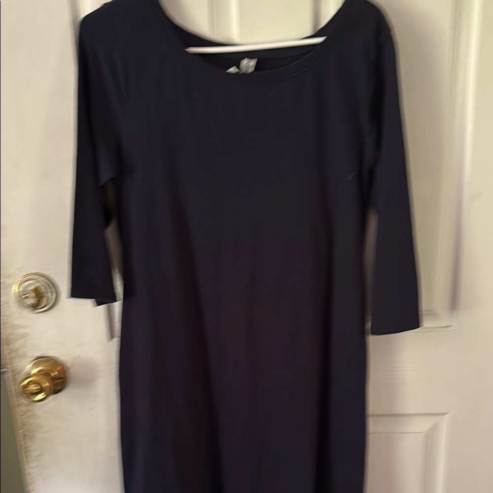 Zenana Outfitters Black Sheath Dress 3/4 Sleeve Scoop Neck